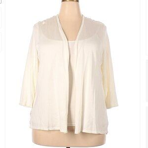 Alfani Cream Lace Back Cardigan Size 2X (Plus)